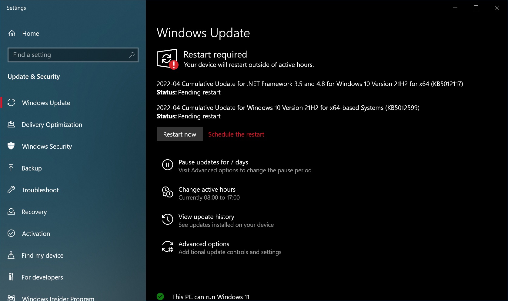 Actualización KB5012599 para Windows 10