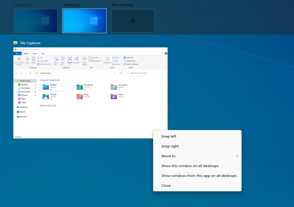Vista de tareas de Windows 10 esquinas redondeadas