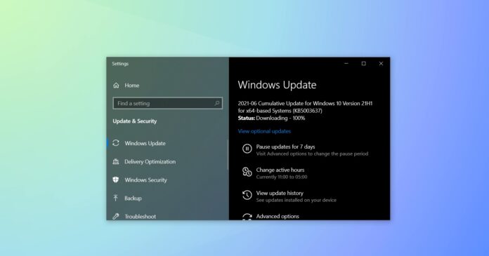 Actualización de junio de 2021 de Windows 10