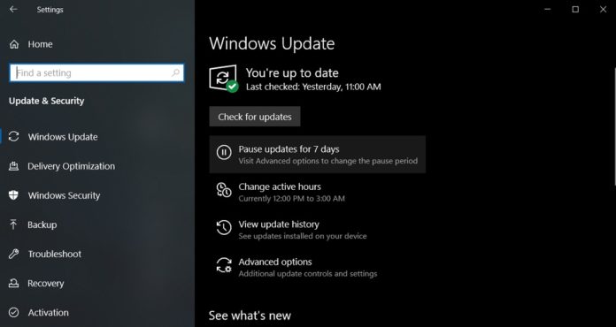 Configuración de actualización de Windows